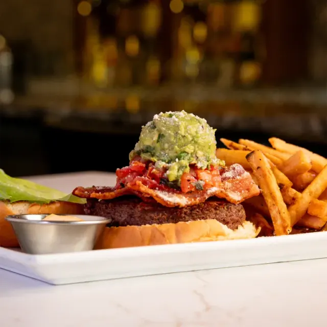 Burger and fries pictured on Bin 4's South Granville webpage.