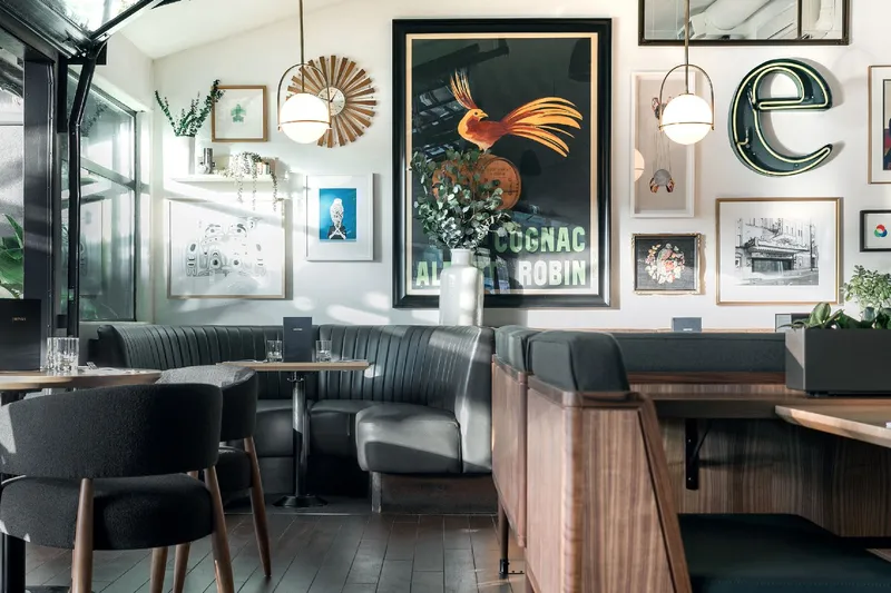 Booths and artwork inside Earls Fir Street.